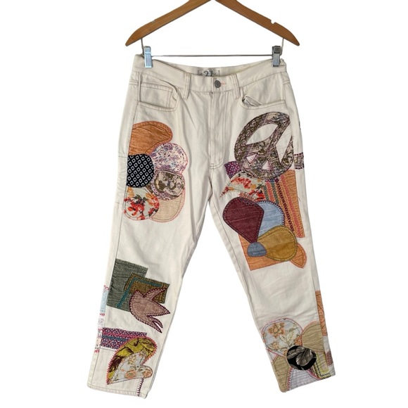 Free People Sunnies Patched Boyfriend Jeans Size 27 - Picture 2 of 10